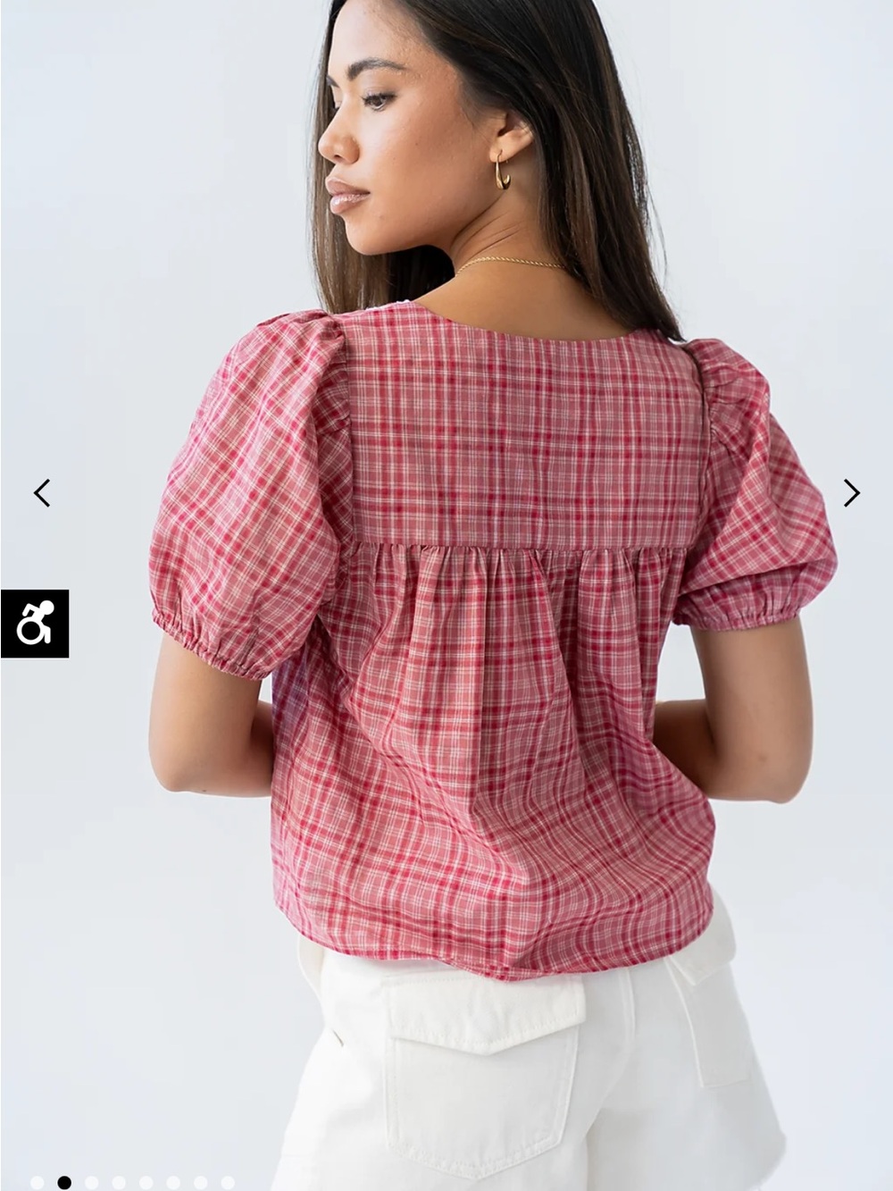 Things Between Red Plaid Puff-Sleeve Top - Picture 5 of 5